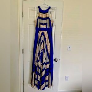 Eliza J scarf print dress in multi-blue. Size 8